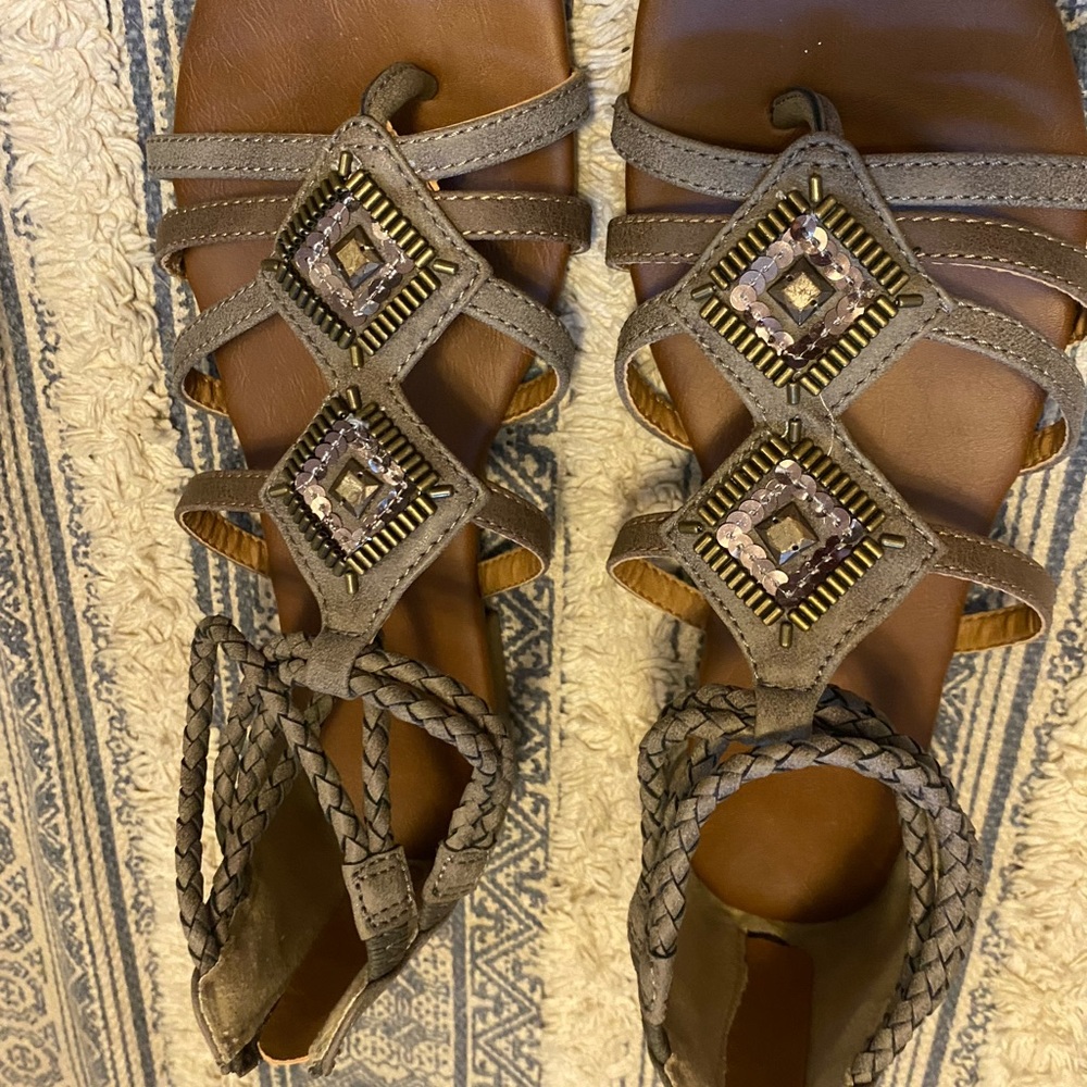Braided beaded sandals